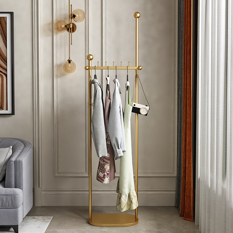 晋舰 衣架落地卧室内衣帽架家用简易衣服架简约现代挂衣架创意 H金色