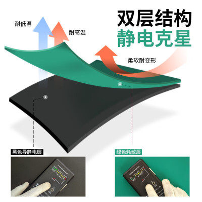 海斯迪克 防静电胶垫 长2m宽1m*厚2mm实验室橡胶垫防静电台垫耐高温工作台接地桌垫