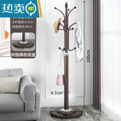 敬平大理石衣帽架落地卧室挂衣架房间立式衣服架子简约现代家用晾衣架 古铜色[橡胶底盘]加大39cm
