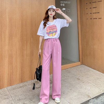 小个子减龄显高少女风套装女洋气T恤女阔腿拖地裤两件套腊爸腊妈