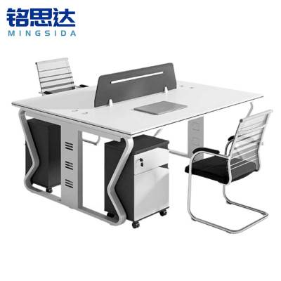 铭思达屏风办公桌对坐双人位含柜椅套