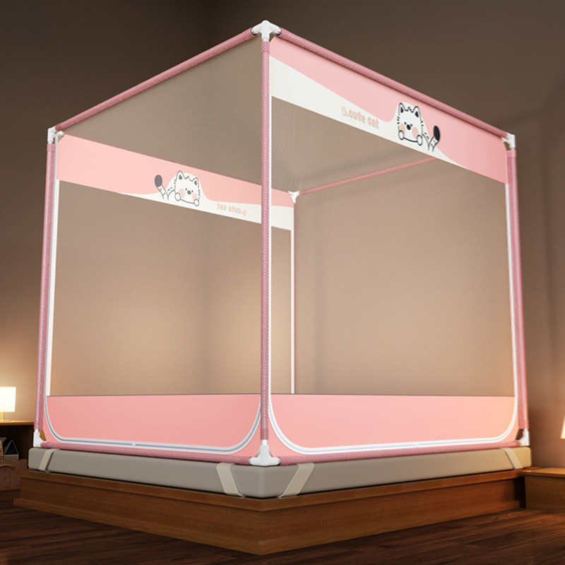 新款母婴级加密帐纱三开家用卧室坐床婴儿童防摔防蚊防床蚊帐