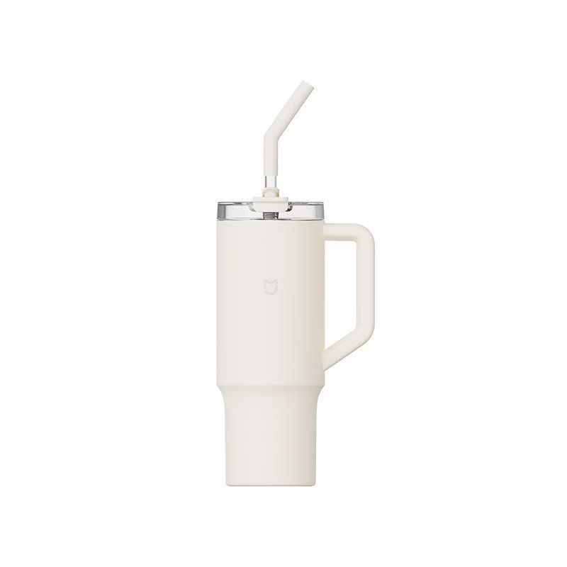 小米米家吸管杯杏仁白316L不锈钢保温杯大容量车载杯保冷冰霸杯男女