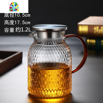 锤纹凉水壶果汁壶耐热防爆家用凉白开水茶壶套装水杯大容量冷水壶 FENGHOU 方底凉水壶-透明把+四只初雪纯色