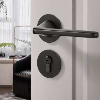 建玖 门锁一套 门锁室内房门锁卧室门锁卫生间实木门把手轻音降噪门锁具哑黑色 单套