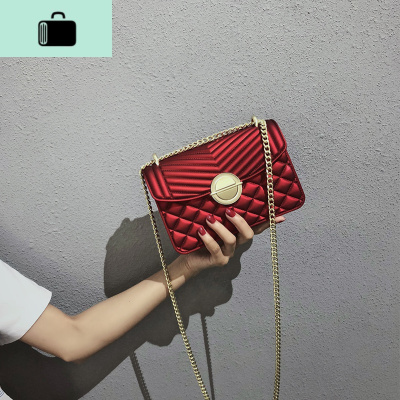 上新小包包女2020春夏新款韩版百搭时尚流行斜挎包菱格链条果冻包NEW LAKE女斜挎包