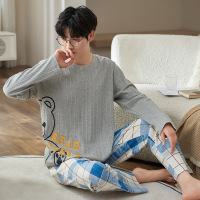 新款秋冬季睡衣男士棉质长袖韩版宽松青少年卡通家居服套装可外穿