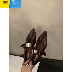 聚范法式内增高单鞋女鞋子2024新款一字带晚风尖头银色玛丽珍鞋