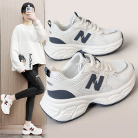 ins韩版皮面低帮老爹鞋女秋季新款透气增高