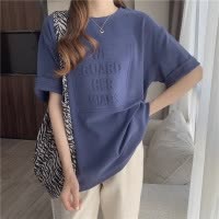 美式凹凸字母印花夏季宽松短袖T恤女学生上衣女士打底衫女装