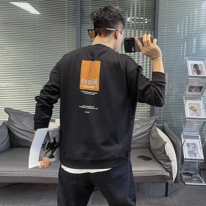 秋冬新款卫衣男圆领套头印花上衣修身休闲潮流in长袖打底衫欧洲站