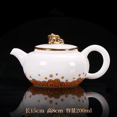 铭陶满堂德化白瓷茶壶单壶陶瓷徐建勇全纯手工家用泡茶器财源滚滚