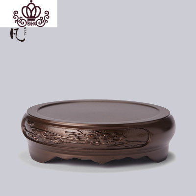 封后浮纯铜圆形香炉底座家用室内香炉座仿古工艺品茶道摆件红铜色