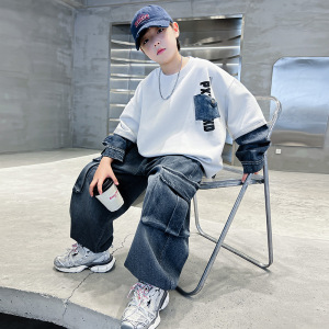 男童春装套装2026新款潮儿童潮衣春秋款中大童卫衣两件套秋季痞帅