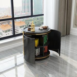 森美人阳台小茶台茶桌椅组合家用多功能功夫轻奢圆形火烧石茶几移动茶车