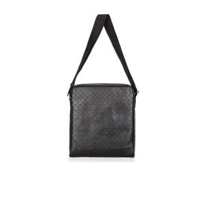 Emporio Armani男士压纹单肩包 可调节肩带拉链开合时尚休闲包 黑色