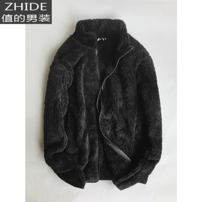 SUNTEK秋冬季加绒加厚抓绒立领开衫双面绒夹克保暖摇粒绒情侣潮牌外套男夹克