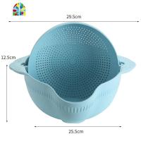 创意双层洗菜盆家用厨房洗水果洗菜篮塑料淘米筛水果盘 FENGHOU 新款大号洗菜篮[北欧蓝]