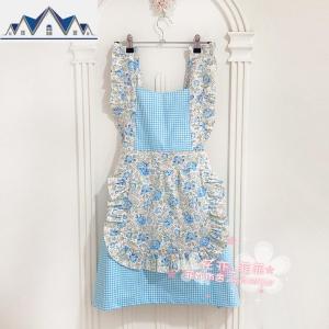 工作围裙时尚韩版女可爱日系碎花格子家用厨房花店奶茶美甲棉围 三维工匠