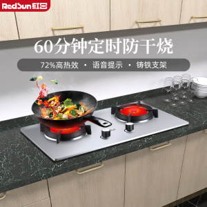 红日(RedSun) 一级能效EH009G不锈钢燃气灶双灶红外线聚能灶家用嵌入式台式天然气灶液化气灶(天然气)