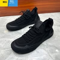 聚范男鞋2024新款夏季透气薄款网面网鞋运动休闲板鞋黑色工作软底潮鞋