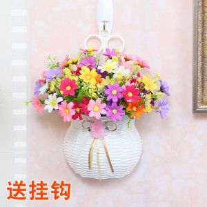 维诺亚客厅假花挂墙仿真花卫生间装饰花篮挂墙壁挂式卧室仿真花温馨浪漫