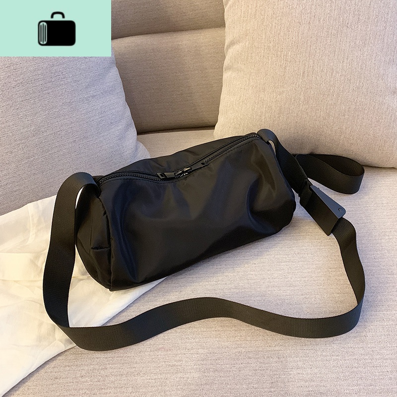 女单肩斜挎包男学生圆筒大容量嘻哈时尚百搭简约防水小背包新款潮NEW LAKE女斜挎包