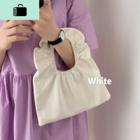 2020新款韩版网红ins风褶皱荷叶手提包女学生休闲百搭帆布饺子包NEW LAKE女士单肩包