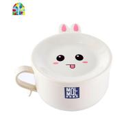 创意家用不锈钢泡面碗带盖学生宿舍可爱方便面杯饭盒便当盒吃饭碗 FENGHOU 北欧绿(单柄透明出气孔盖)