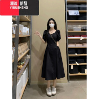 YIBUSHENG今年流行法式茶歇泡泡短袖连衣裙女季大码胖mm遮肚收腰显瘦裙子