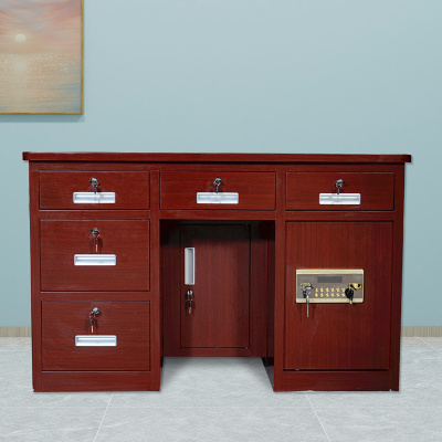 初嘉(CJ)全钢制保险桌密码保险桌收银财务桌1.2m木纹五斗电子锁