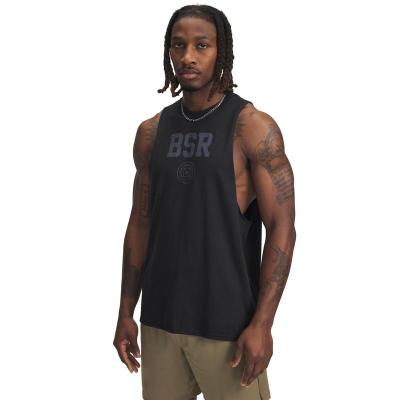 Under Armour男士宽松棉质速干项目摇滚签名印花无袖T恤