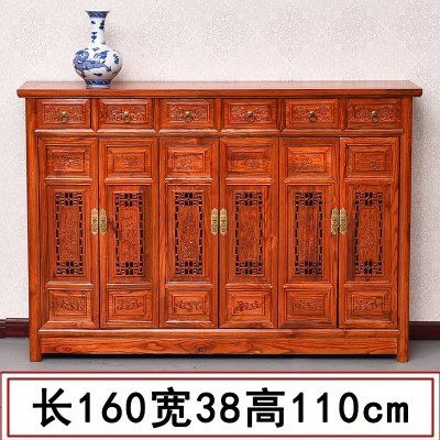 实木餐边柜中式客厅储物酒柜客厅酒店饭店茶水柜玄关隔断榆木碗柜