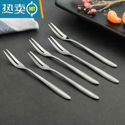 敬平304不锈钢水果叉子家用刀叉小叉吃插果叉水果签套装儿童创意 可爱 304不锈钢标准水果叉5支装 买2套送收