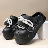 5.0踩屎感厚底增高情侣洞洞鞋透气舒适包头沙滩防滑度假休闲凉鞋