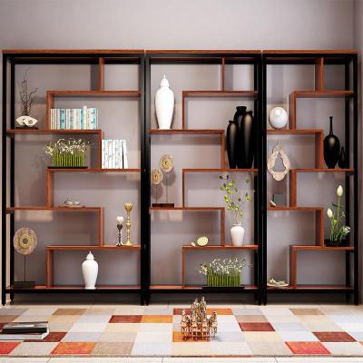 简易钢木书架隔断货架多层储物置物架客厅架展示架子落地组合书柜