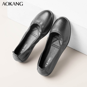 奥康(AOKANG)女鞋休闲女士圆头单鞋透气孕妇防滑坡跟护士鞋