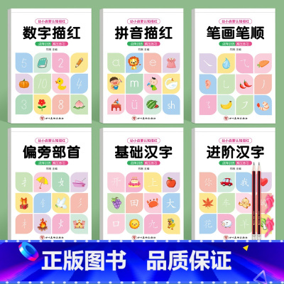 幼小衔接全套6本[送2握笔器] [正版]拼音练字帖描红本幼小衔接每日一练幼儿园字帖字母声母韵母入门初学者儿童幼升小一年级