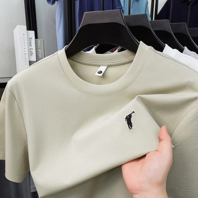 春夏新款男士休闲简约圆领青年纯色舒适轻薄透气薄款短袖T恤