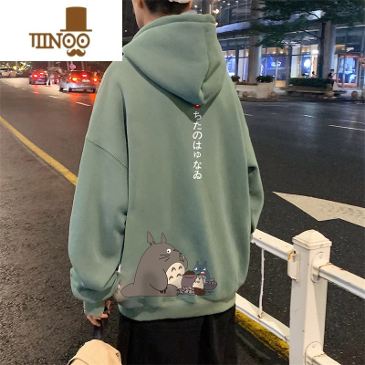 YANXU男士卡通印花连帽卫衣休闲港风潮牌男款外套潮流isn风上衣