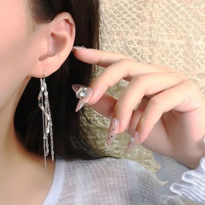 s925银亮片波浪耳线女气质流苏耳坠耳环2025年新款轻奢高级感耳饰送女朋友老婆情人节七夕生日礼物