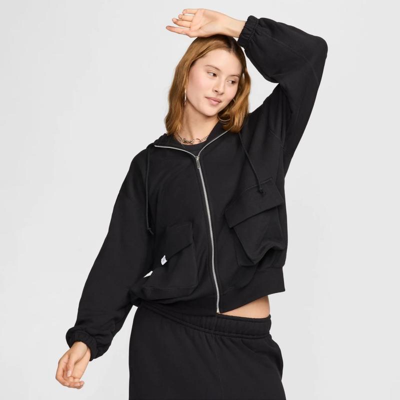 Nike耐克女款运动外套大码休闲拉链连帽设计透气舒适轻盈