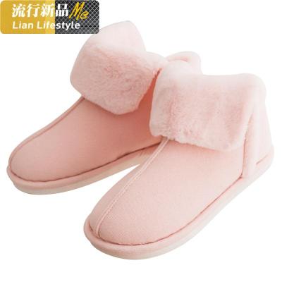 棉拖鞋女包跟加绒情侣室内月子鞋冬季保暖家用软底防滑居家毛拖鞋知义(ZHIYI)