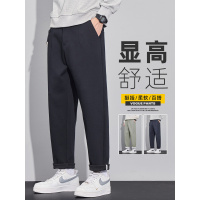 休闲裤男士秋季新款宽松直筒垂感西裤韩版潮流针织锥形长裤子