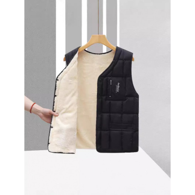 中老年加绒棉背心短款爸爸装大码马夹男士羽绒棉马甲加厚秋冬新款