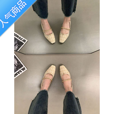 SUNTEK小香风平底玛丽珍鞋子女2023年夏季新款凉鞋法式单鞋配裙晚晚凉拖