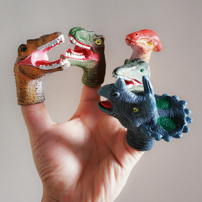 套手指玩偶婴儿手指偶宝宝动物手偶互动玩具幼儿园手指故事玩偶教具恐龙B组(软胶)