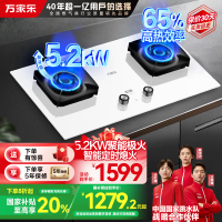 万家乐极曜W1燃气灶 5.2kw大火力台嵌两用 白色面板烟灶联动定时灶具 可适配开孔尺寸天然气灶JZT-AC7X
