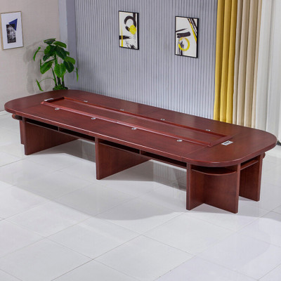 迅迈 椭圆形贴木皮油漆会议桌 洽谈桌 300*160*75cm 单位 ;张