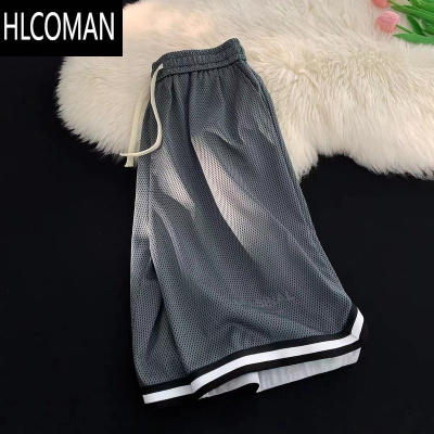 HLCOMAN网眼冰丝篮球短裤男士夏季透气薄款运动裤子美式大码休闲五分中裤